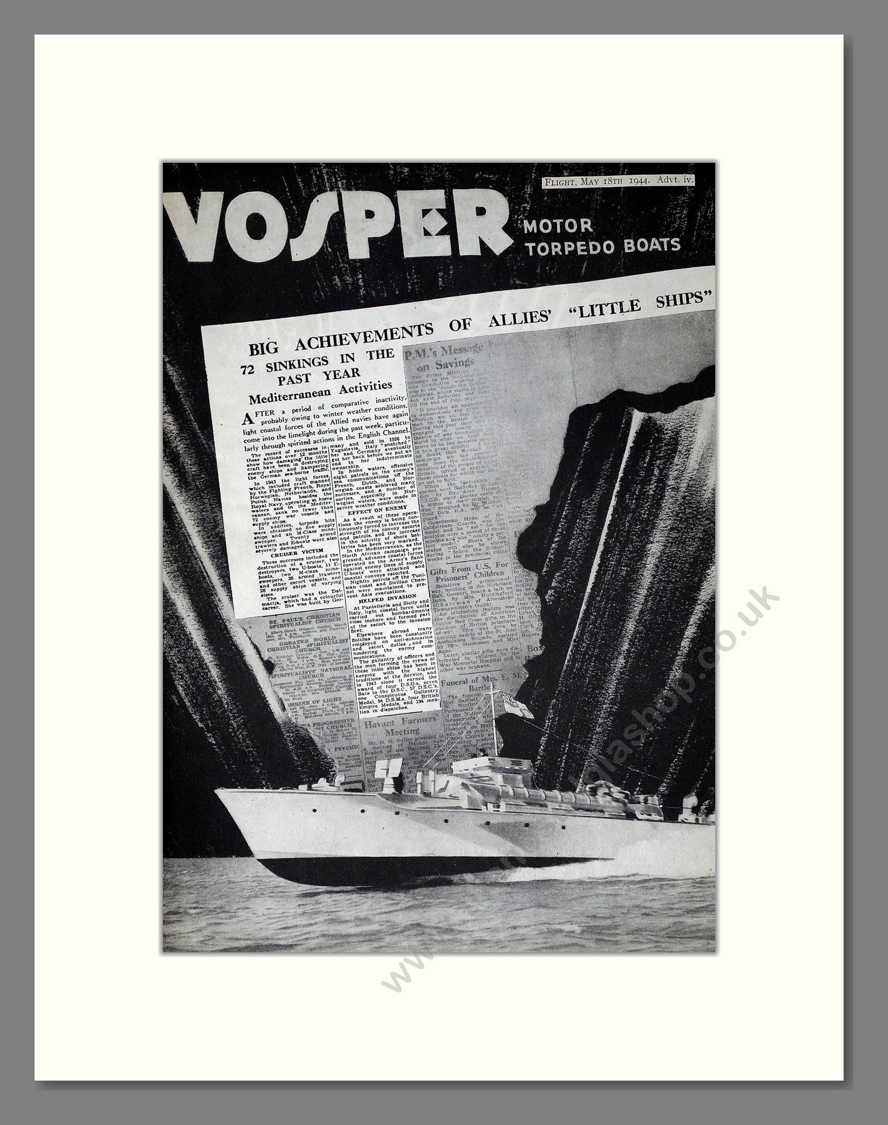Vosper - Motor Torpedo Boats. Vintage Advert 1944 (ref AD63948)