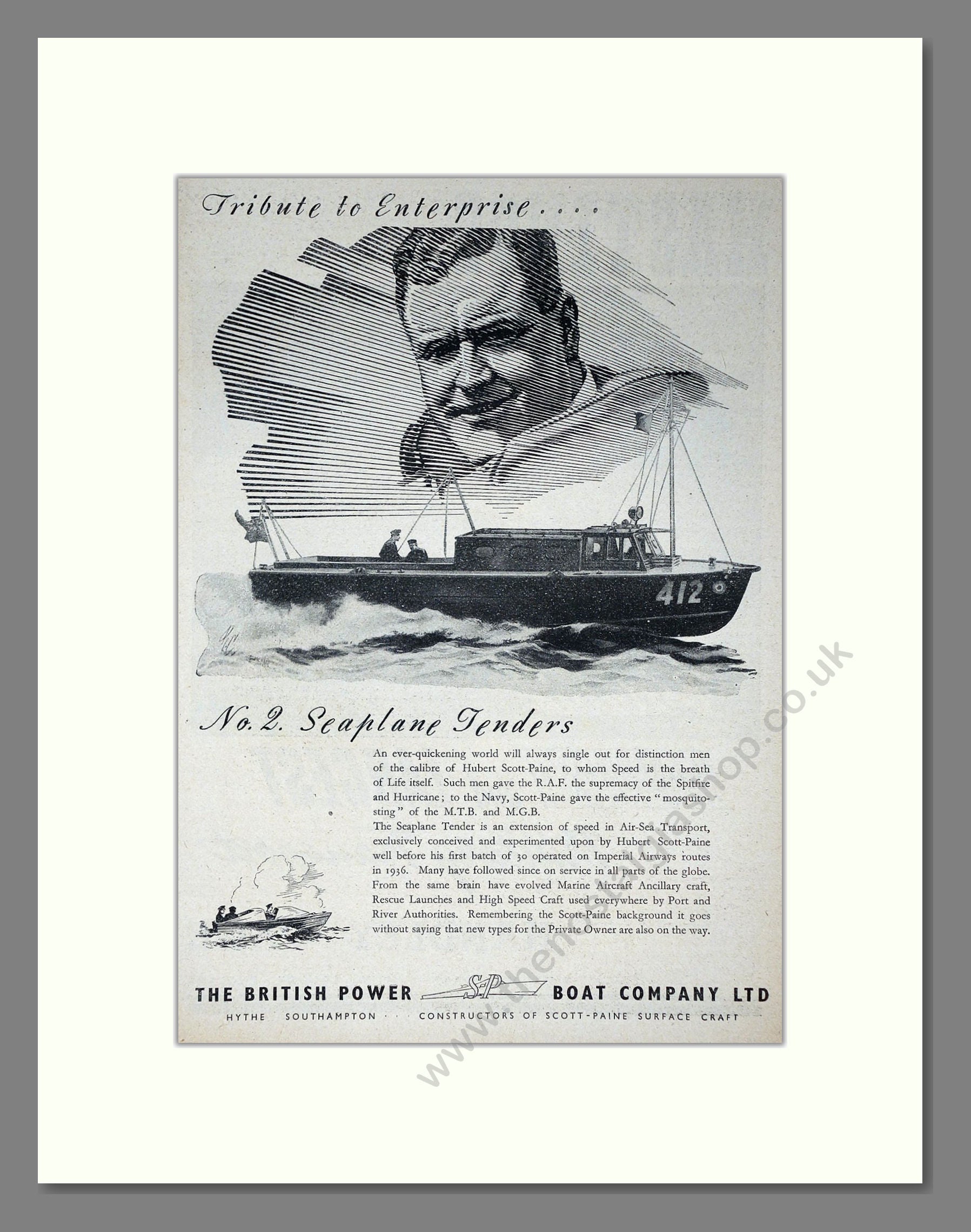 British Power Boat Company - Seaplane Tenders. Vintage Advert 1946 (ref AD63949)