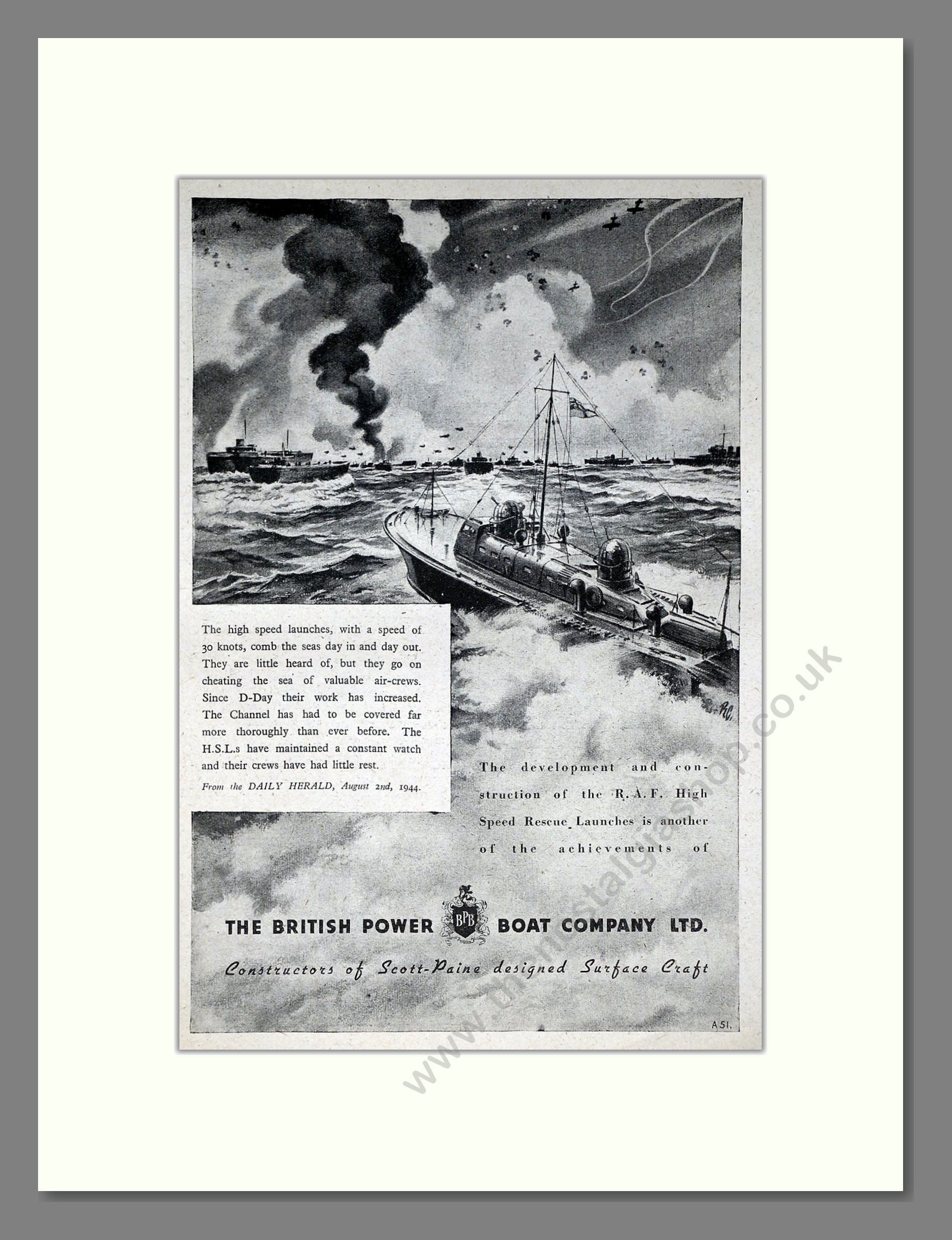 British Power Boat Company - Scott Pains Surface Crafts. Vintage Advert 1945 (ref AD63950)