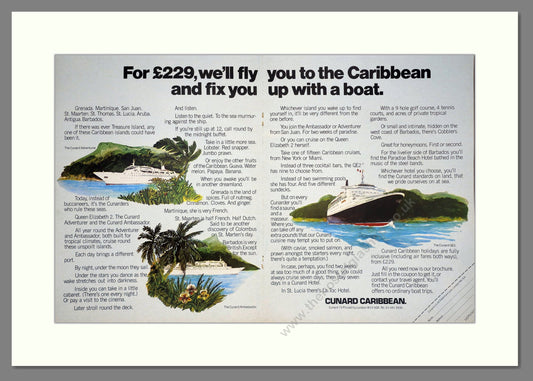 Cunard - Caribbean Holiday. Vintage Advert 1974 (ref AD63959)