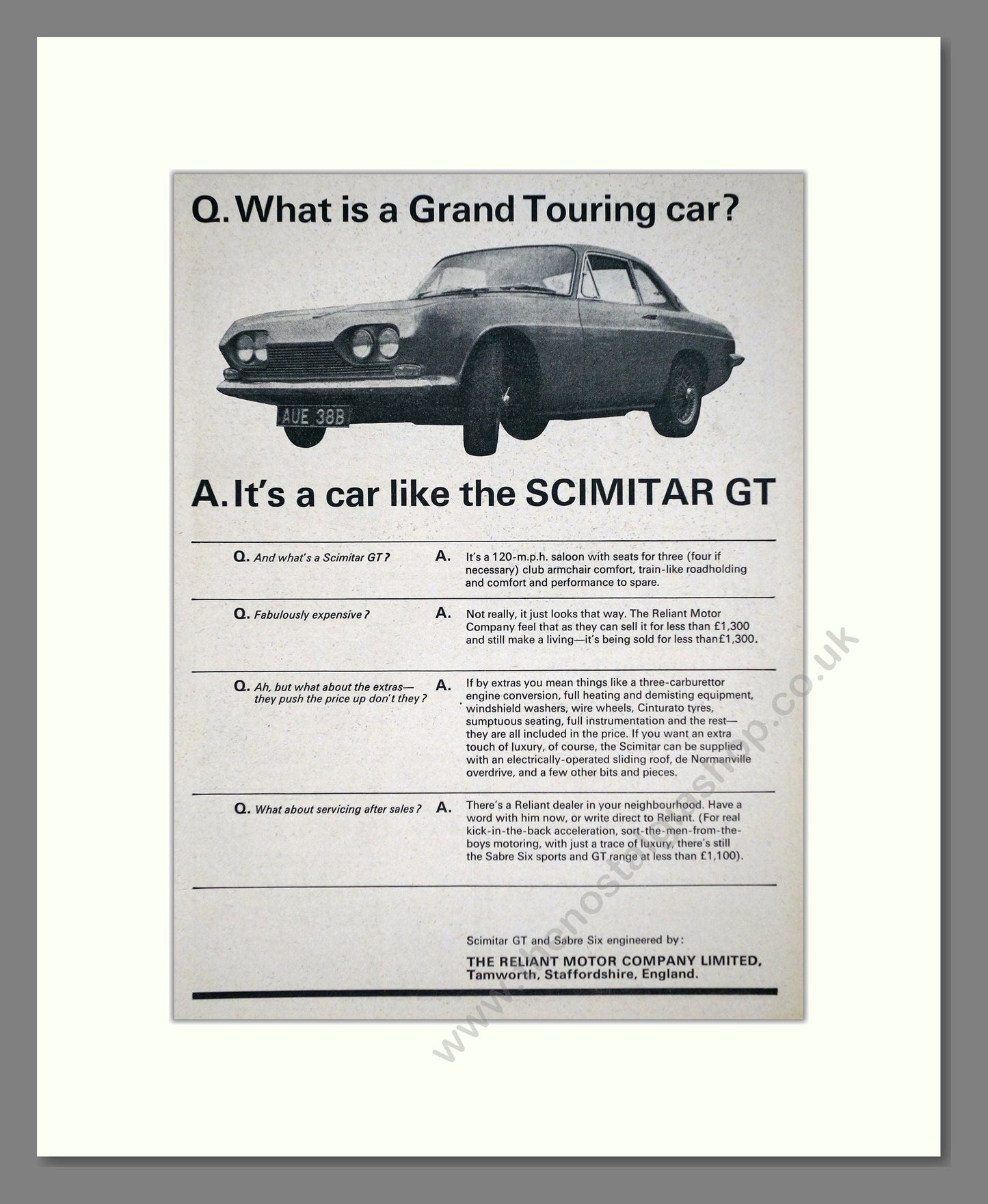 Scimitar - GT. Vintage Advert 1964 (ref AD63966)