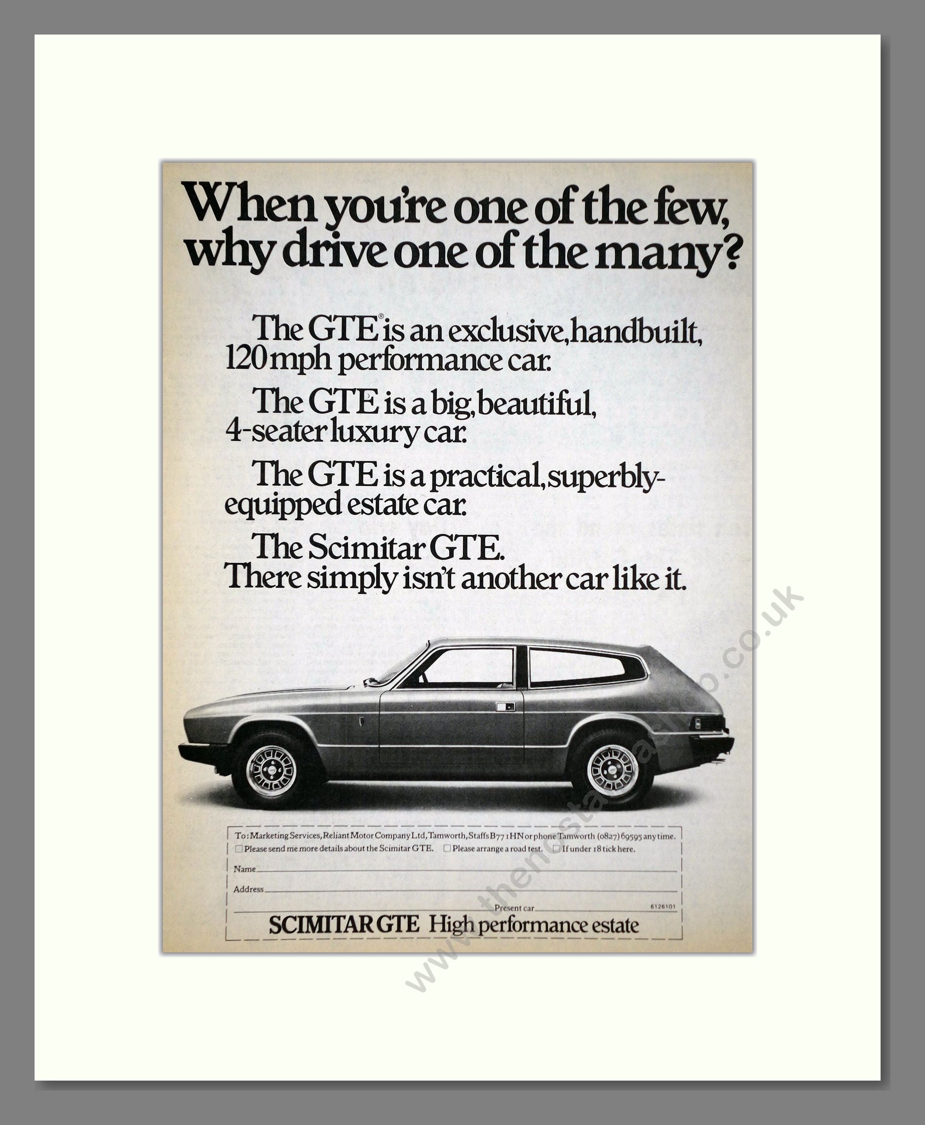Scimitar - GTE. Vintage Advert 1976 (ref AD63970)