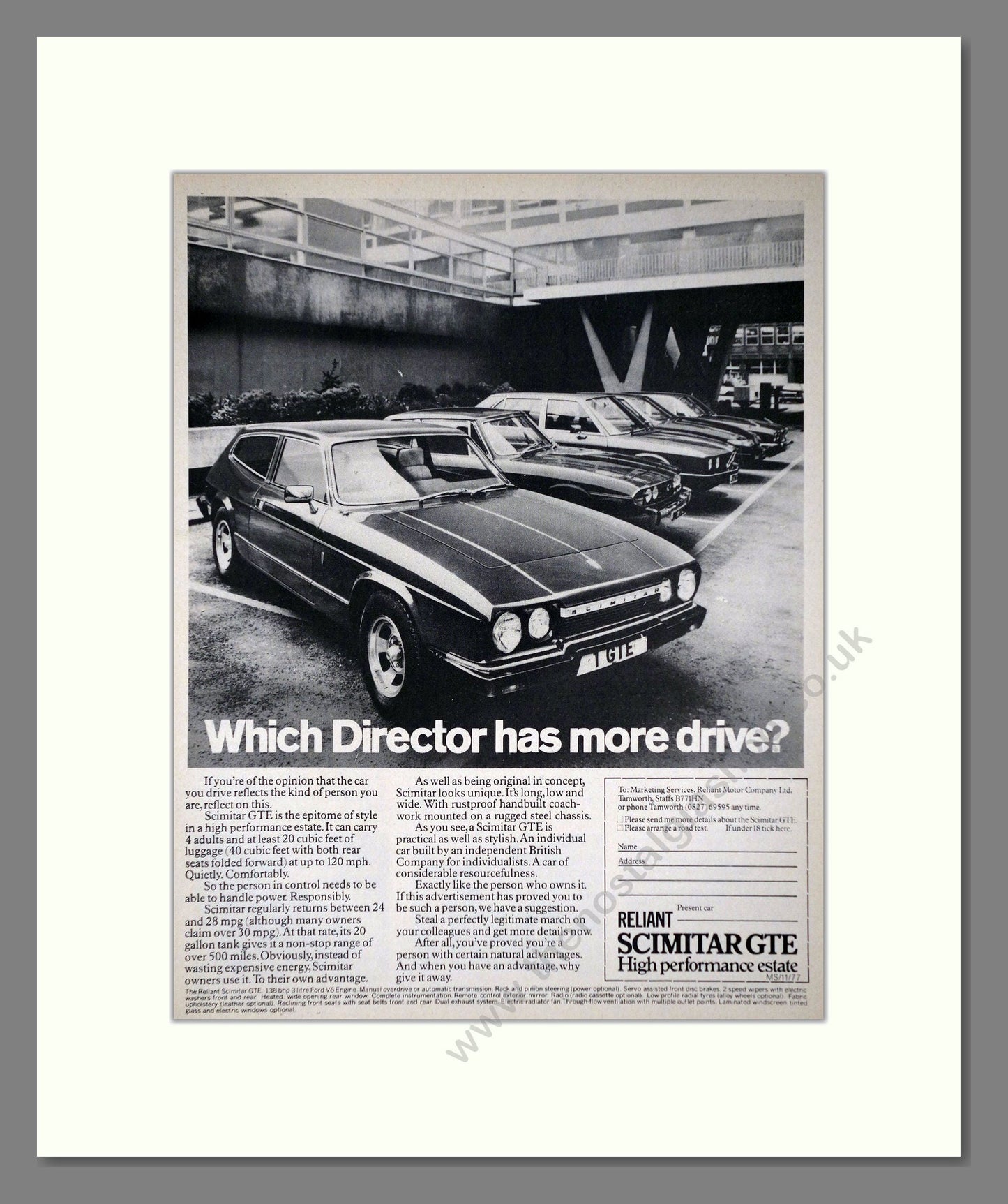 Scimitar - GTE. Vintage Advert 1977 (ref AD63978)