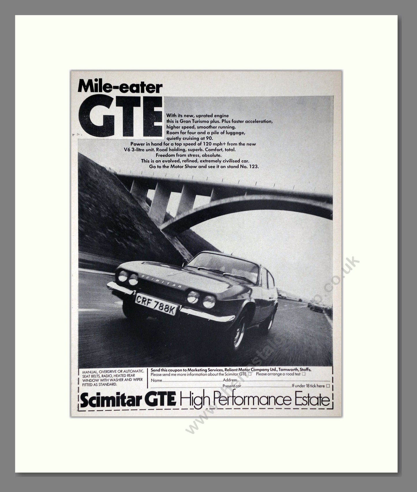 Scimitar - GTE. Vintage Advert 1972 (ref AD63982)