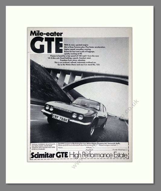 Scimitar - GTE. Vintage Advert 1972 (ref AD63982)