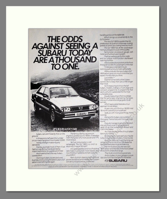 Subaru - GLF 1800. Vintage Advert 1981 (ref AD63996)
