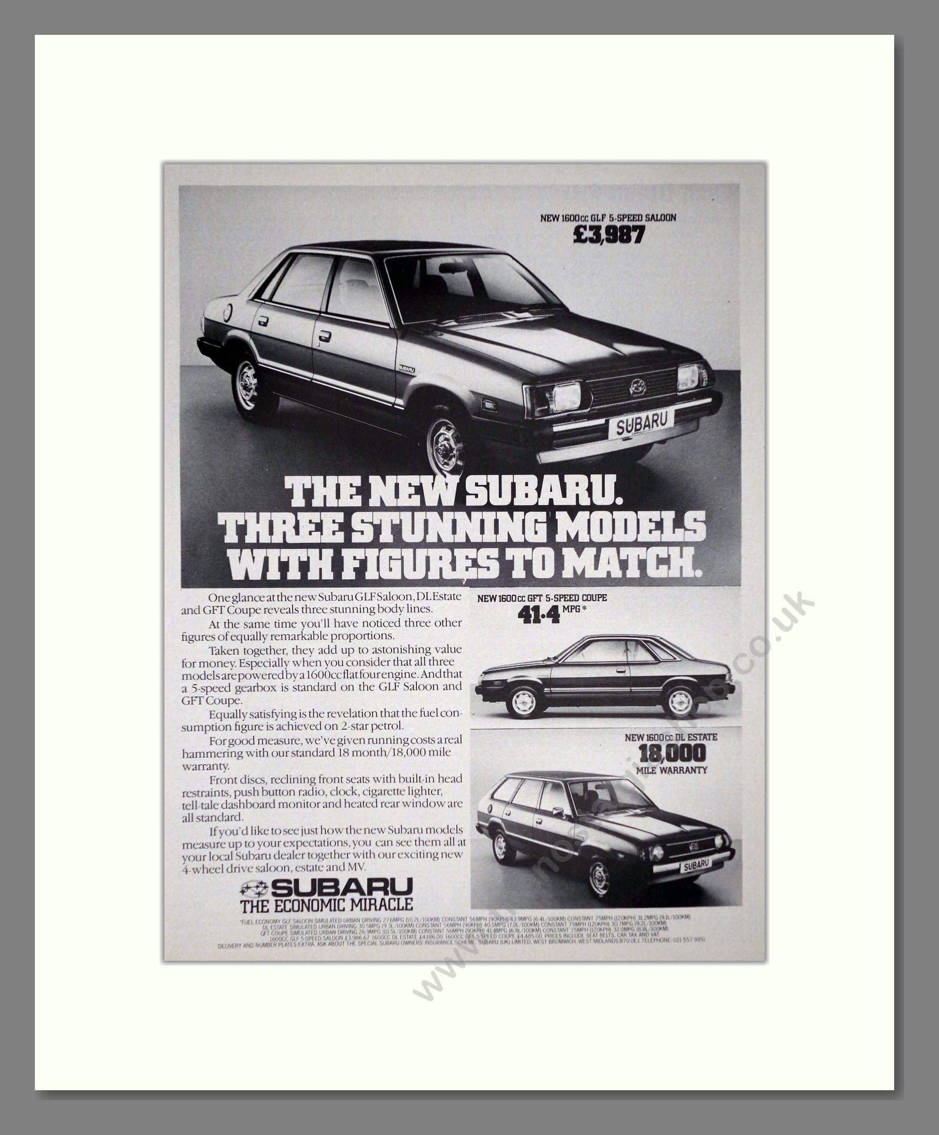 Subaru - Various Models. Vintage Advert 1980 (ref AD63998)