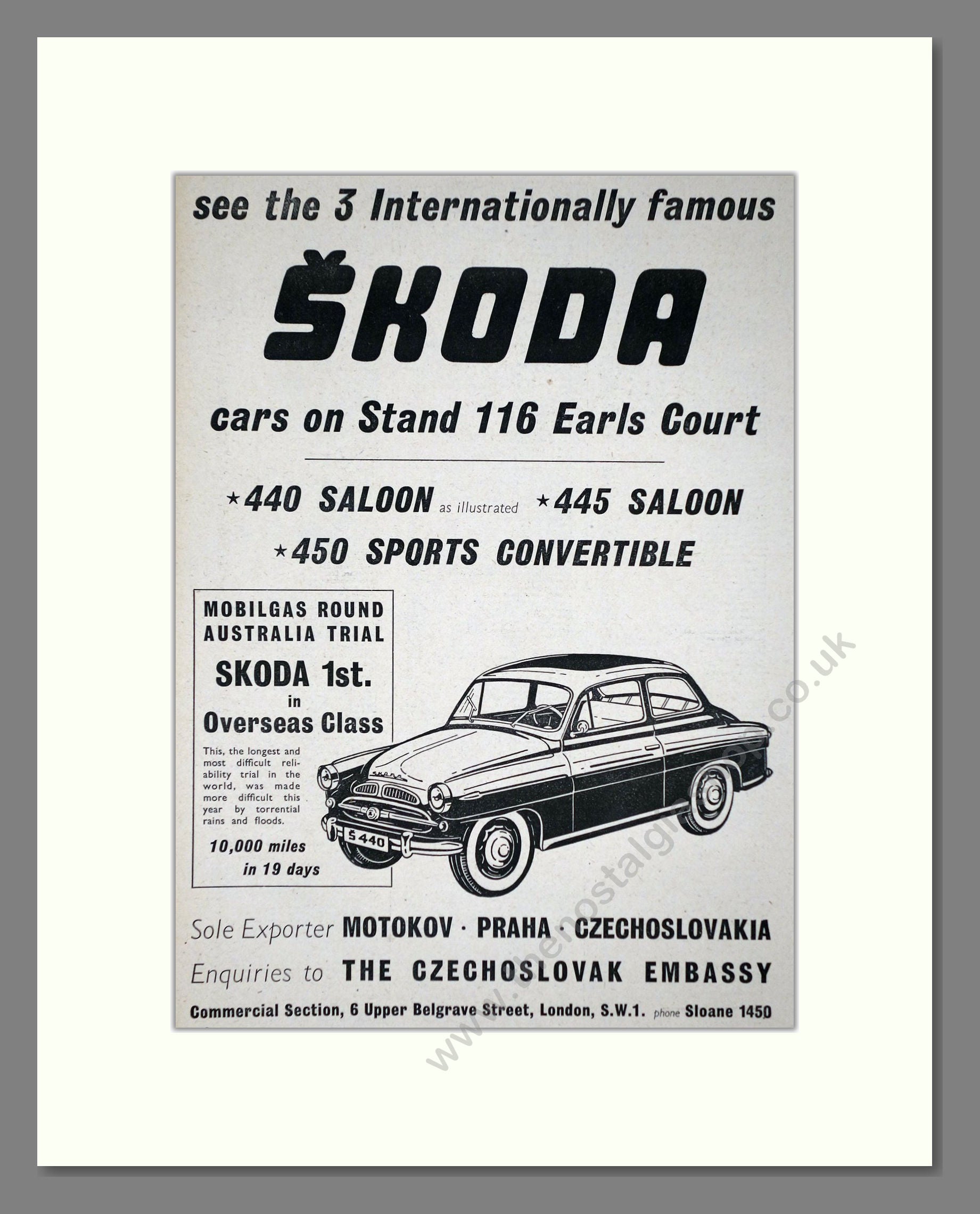 Skoda - 440 / 445 / 450. Vintage Advert 1958 (ref AD64003)