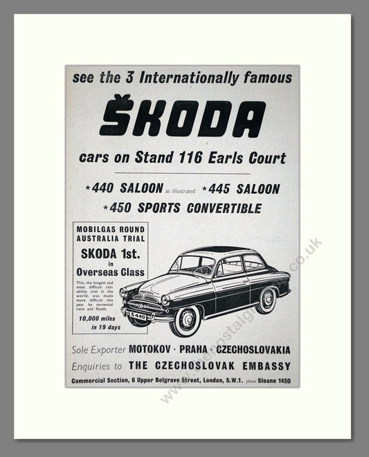 Skoda - 440 / 445 / 450. Vintage Advert 1958 (ref AD64003)
