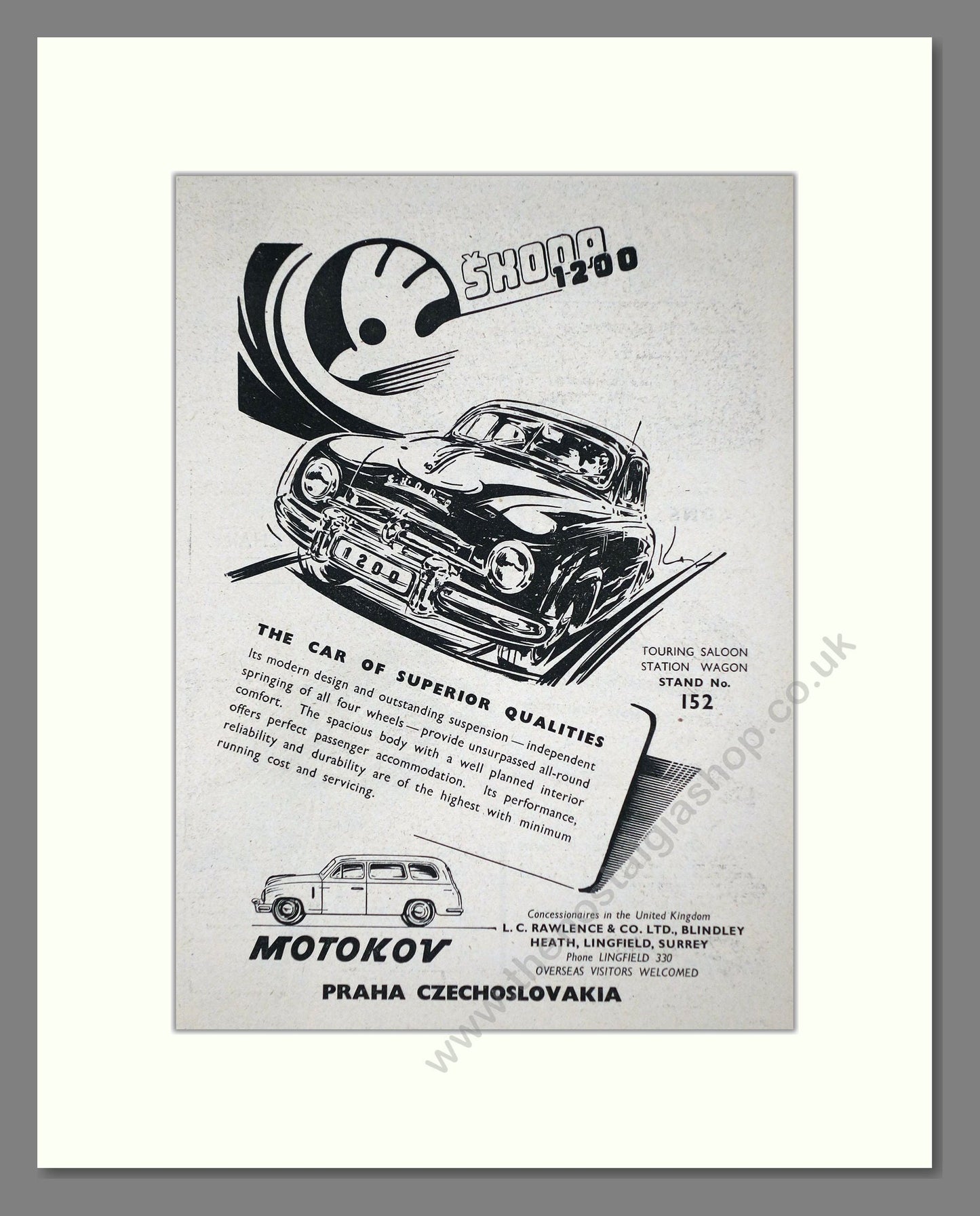 Skoda - 1200 / Motokov. Vintage Advert 1954 (ref AD64013)