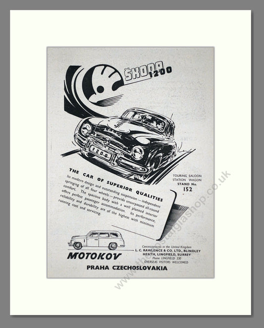 Skoda - 1200 / Motokov. Vintage Advert 1954 (ref AD64013)