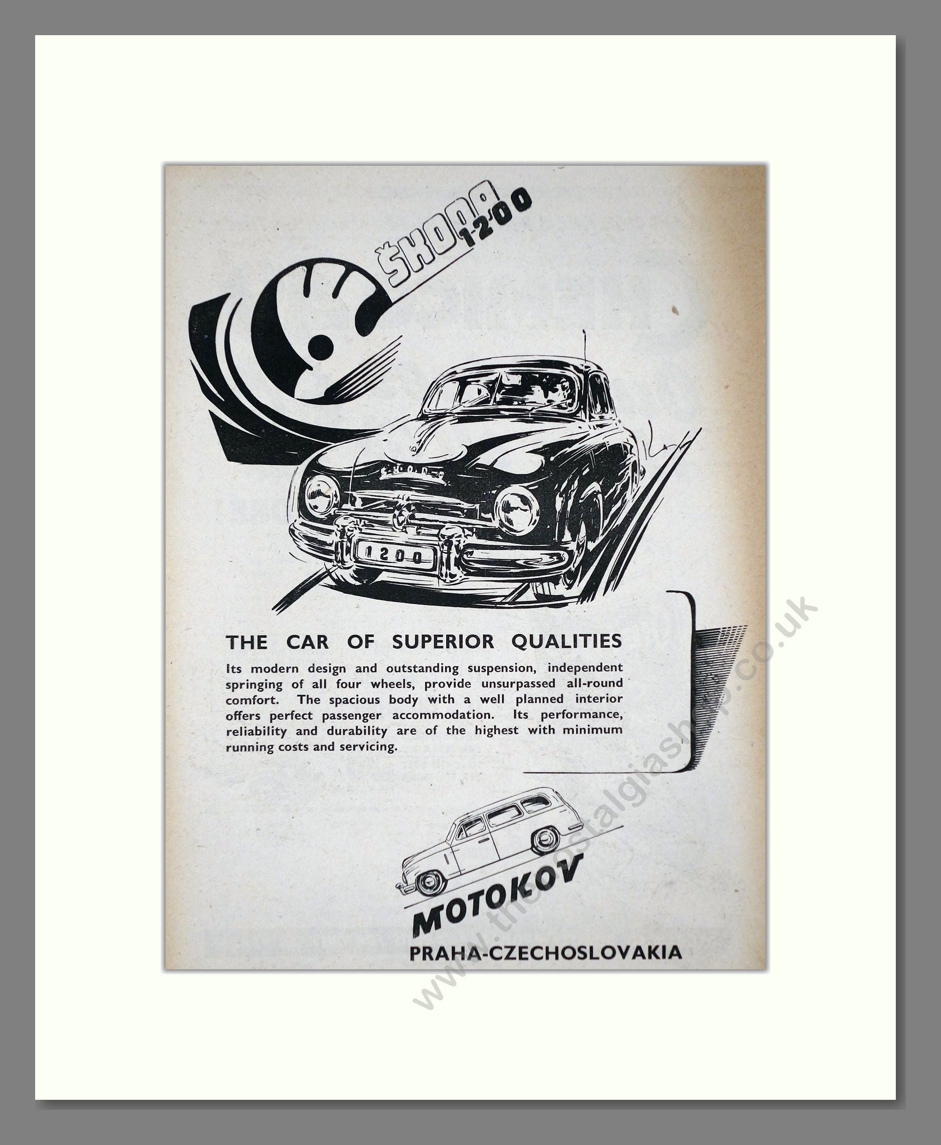 Skoda - 1200 / Motokov. Vintage Advert 1954 (ref AD64014)