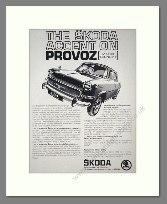 Skoda - 1000MB. Vintage Advert 1968 (ref AD64024)