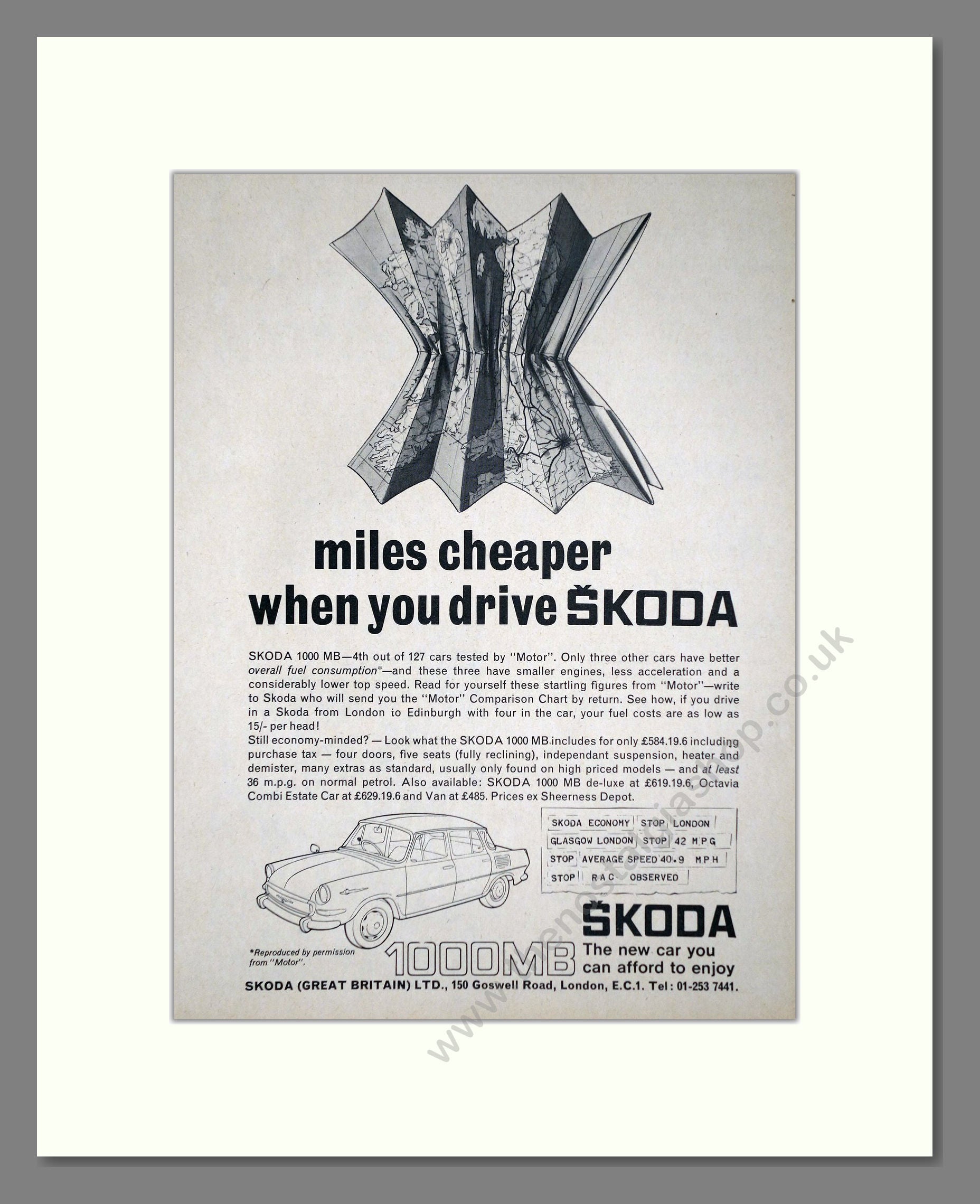 Skoda - 1000MB. Vintage Advert 1968 (ref AD64026)