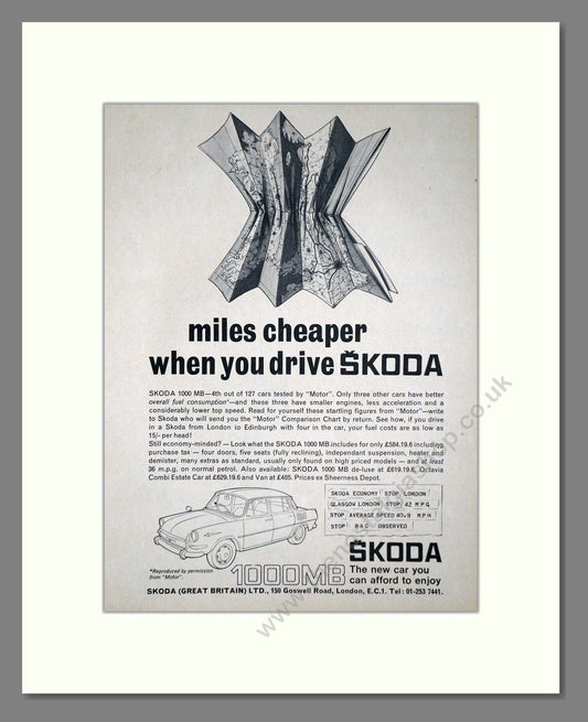 Skoda - 1000MB. Vintage Advert 1968 (ref AD64026)