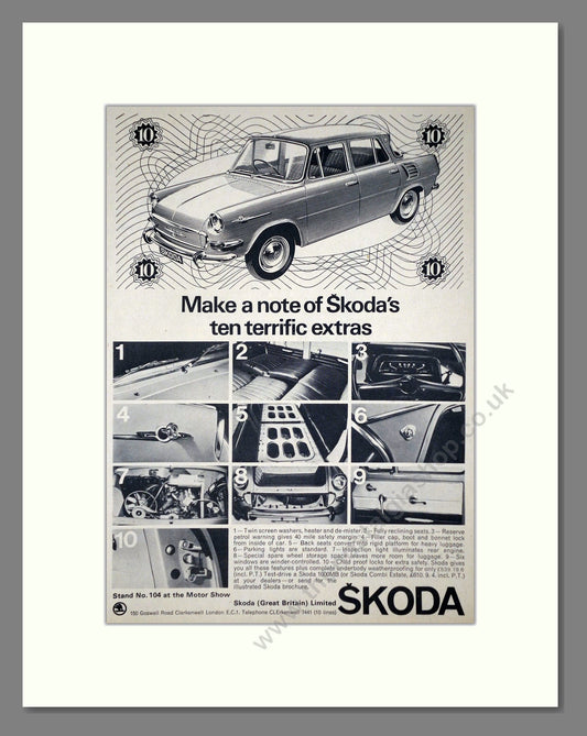 Skoda - 1000MB. Vintage Advert 1966 (ref AD64028)