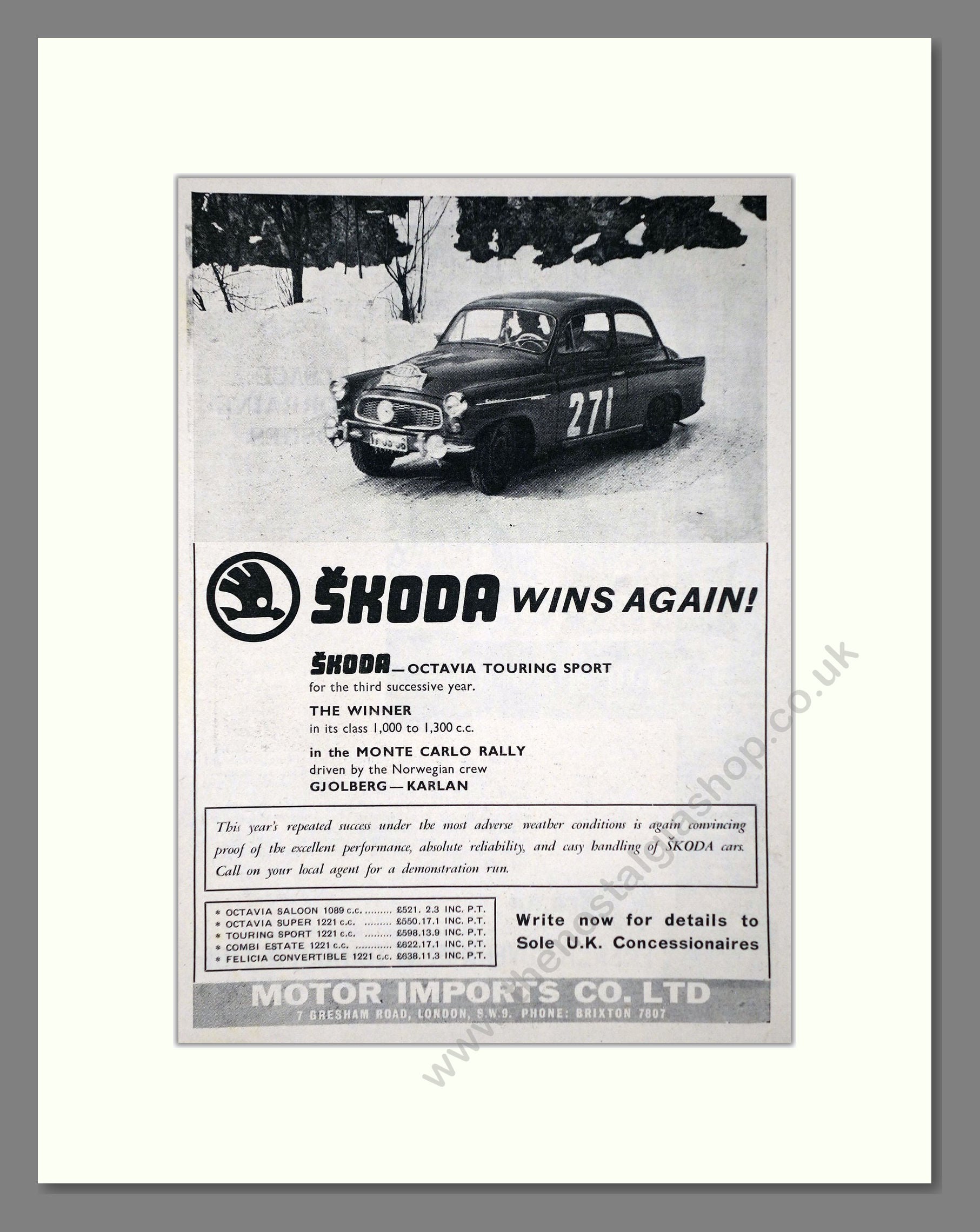 Skoda - Octavia Touring Sport. Vintage Advert 1963 (ref AD64034)
