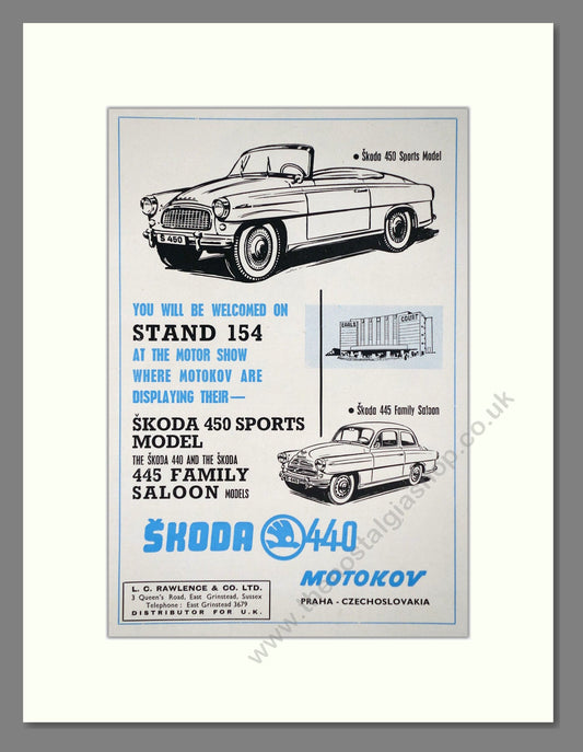 Skoda - 440 Motokov. Vintage Advert 1957 (ref AD64038)