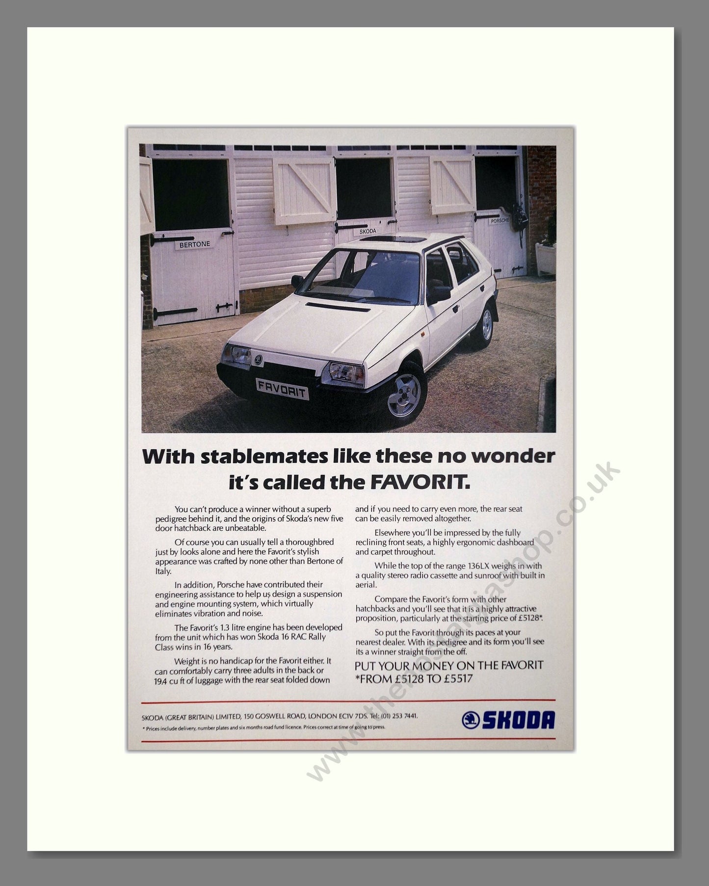 Skoda - Favorit. Vintage Advert 1989 (ref AD64045)
