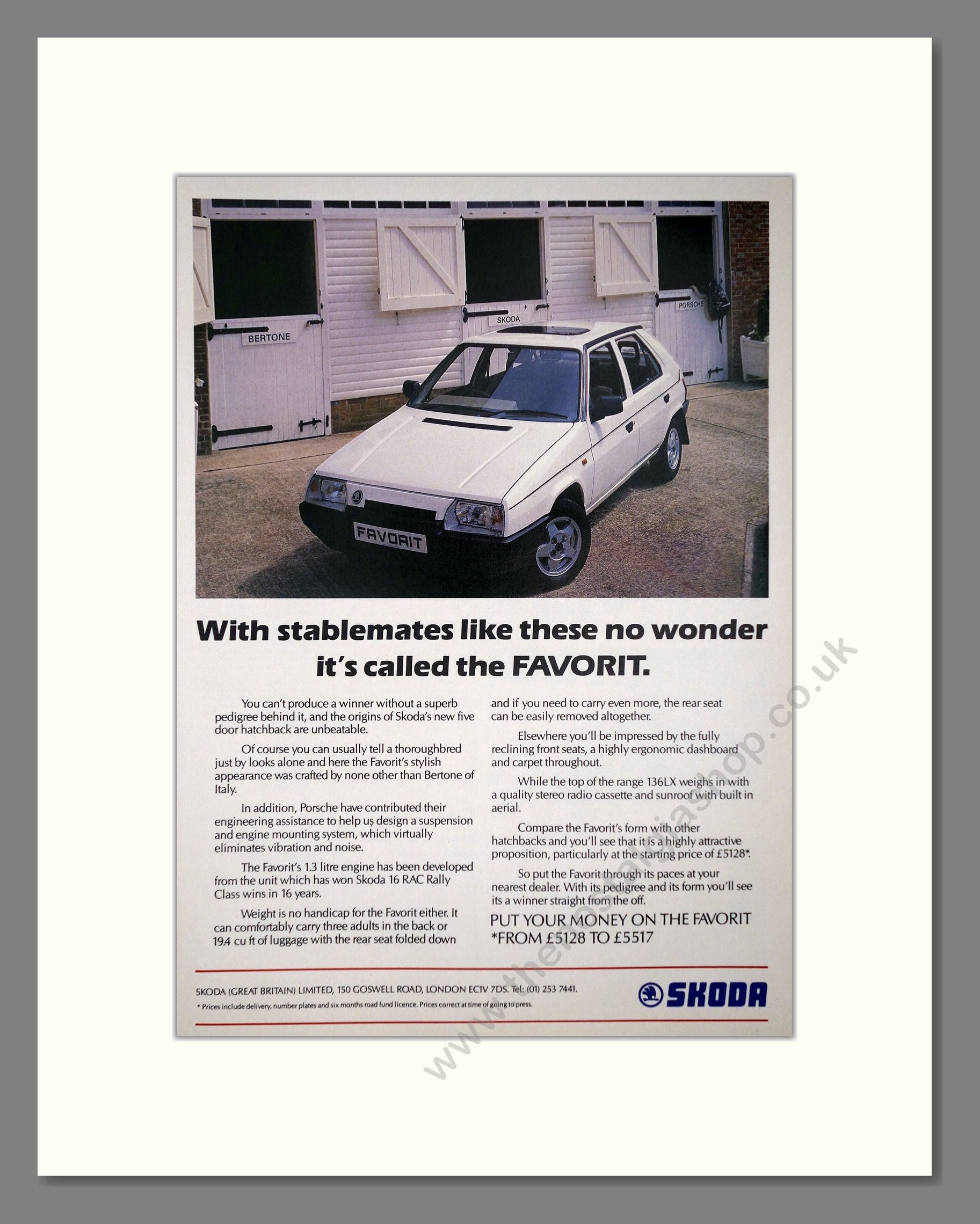 Skoda - Favorit. Vintage Advert 1989 (ref AD64045)