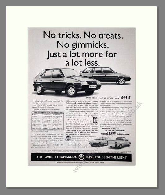 Skoda - Favorit. Vintage Advert 1992 (ref AD64047)
