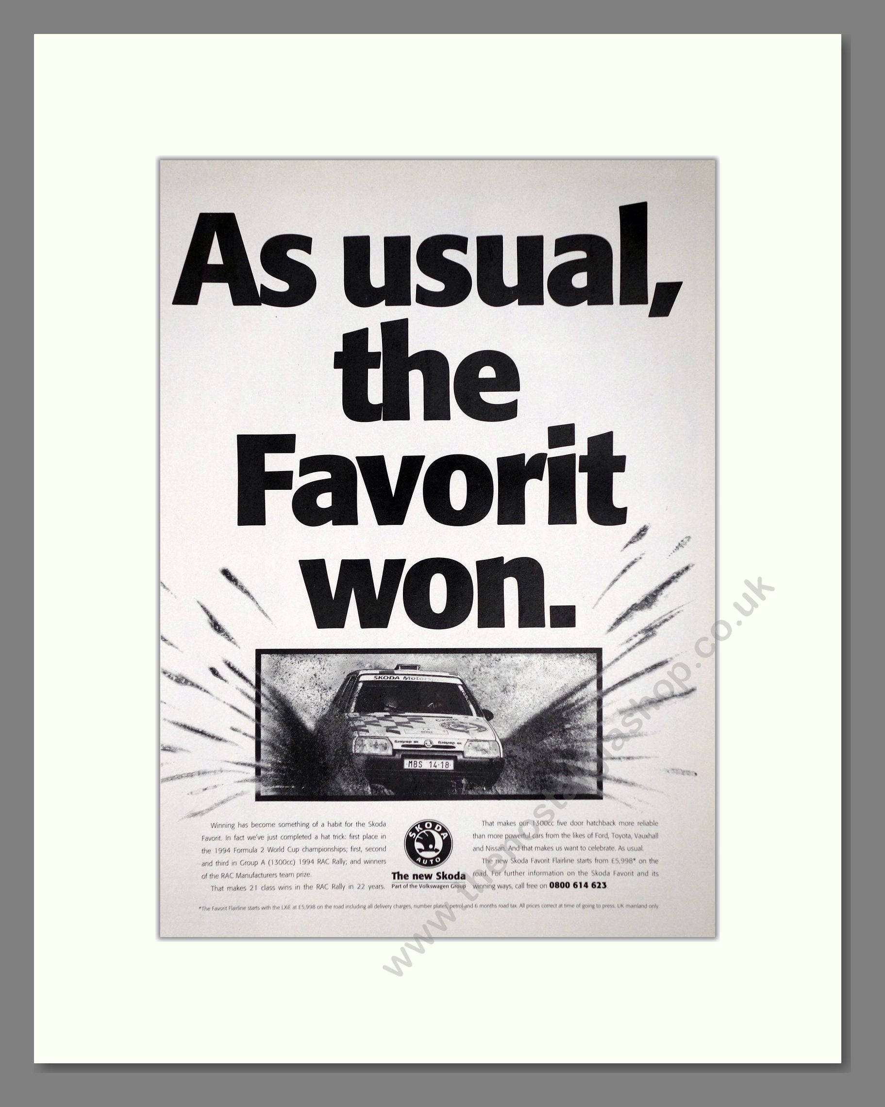 Skoda - Favorit. Vintage Advert 1995 (ref AD64053)