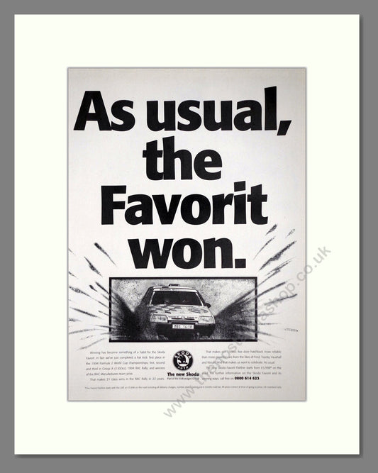 Skoda - Favorit. Vintage Advert 1995 (ref AD64053)