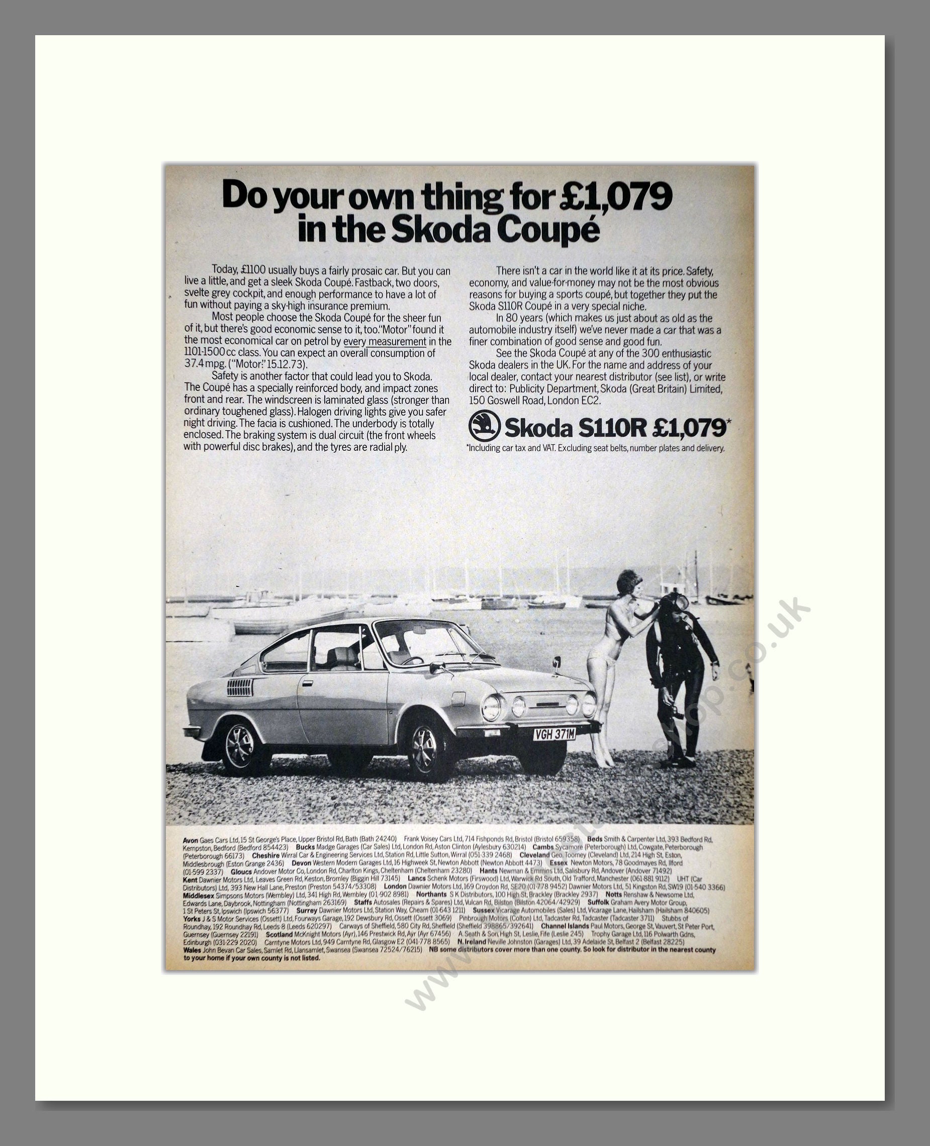 Skoda - Coupe. Vintage Advert 1974 (ref AD64054)
