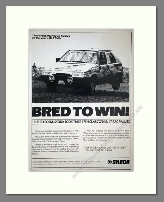 Skoda - RAC Rally Winner. Vintage Advert 1990 (ref AD64056)