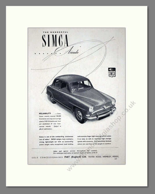 Simca - Aronde. Vintage Advert 1954 (ref AD64060)