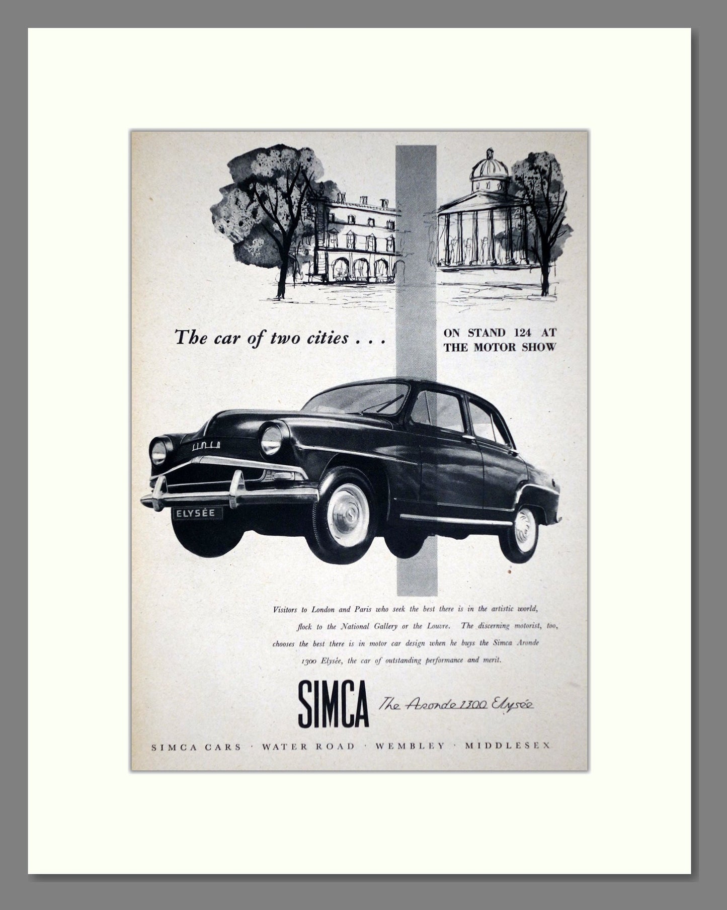 Simca - Aronde 1300 Elysee. Vintage Advert 1956 (ref AD64062)