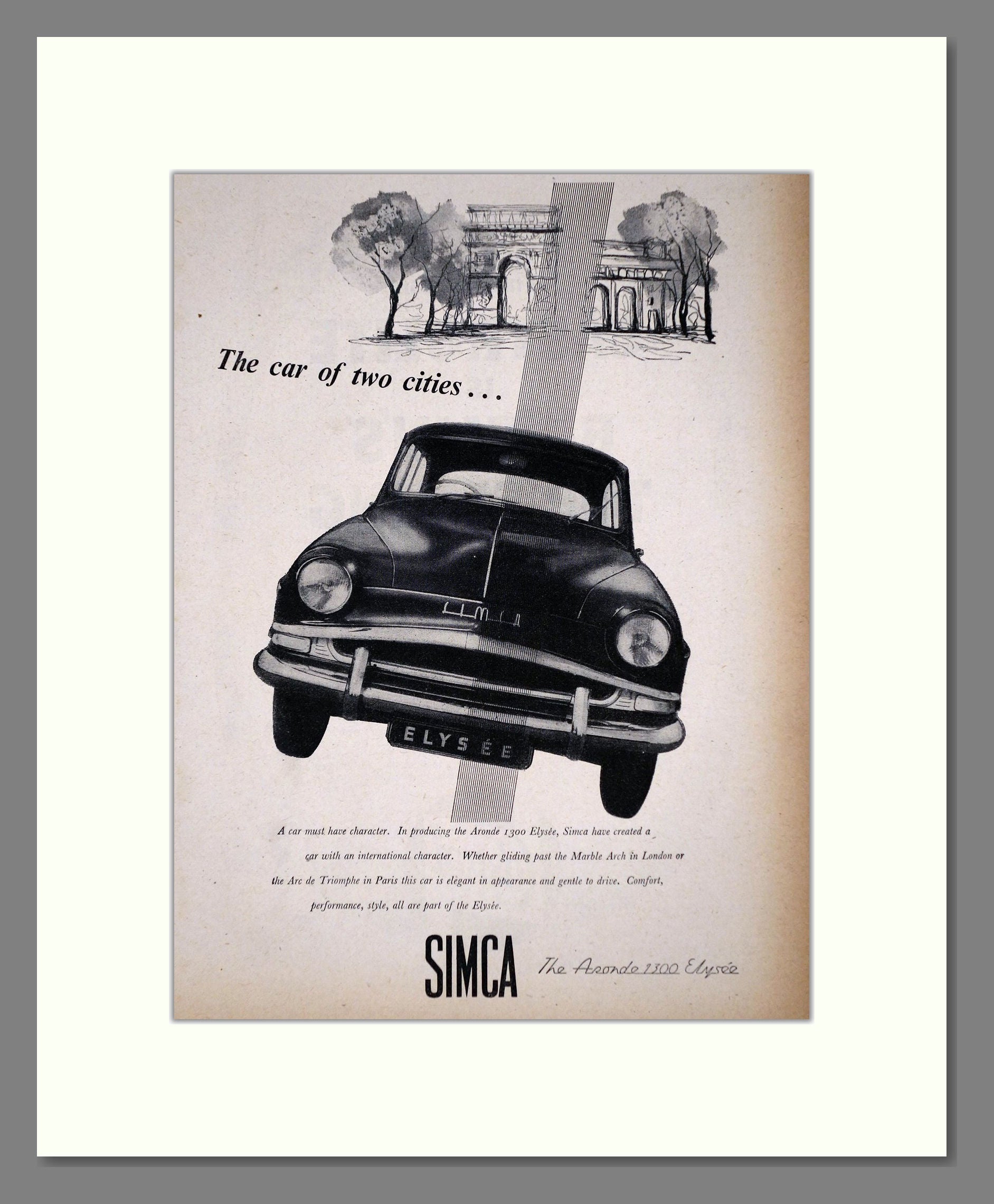 Simca - Aronde 1300 Elysee. Vintage Advert 1956 (ref AD64063)