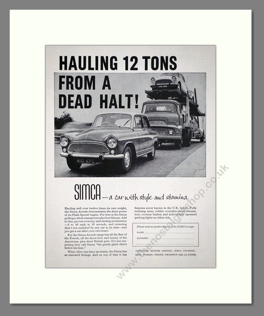 Simca - Aronde. Vintage Advert 1959 (ref AD64068)