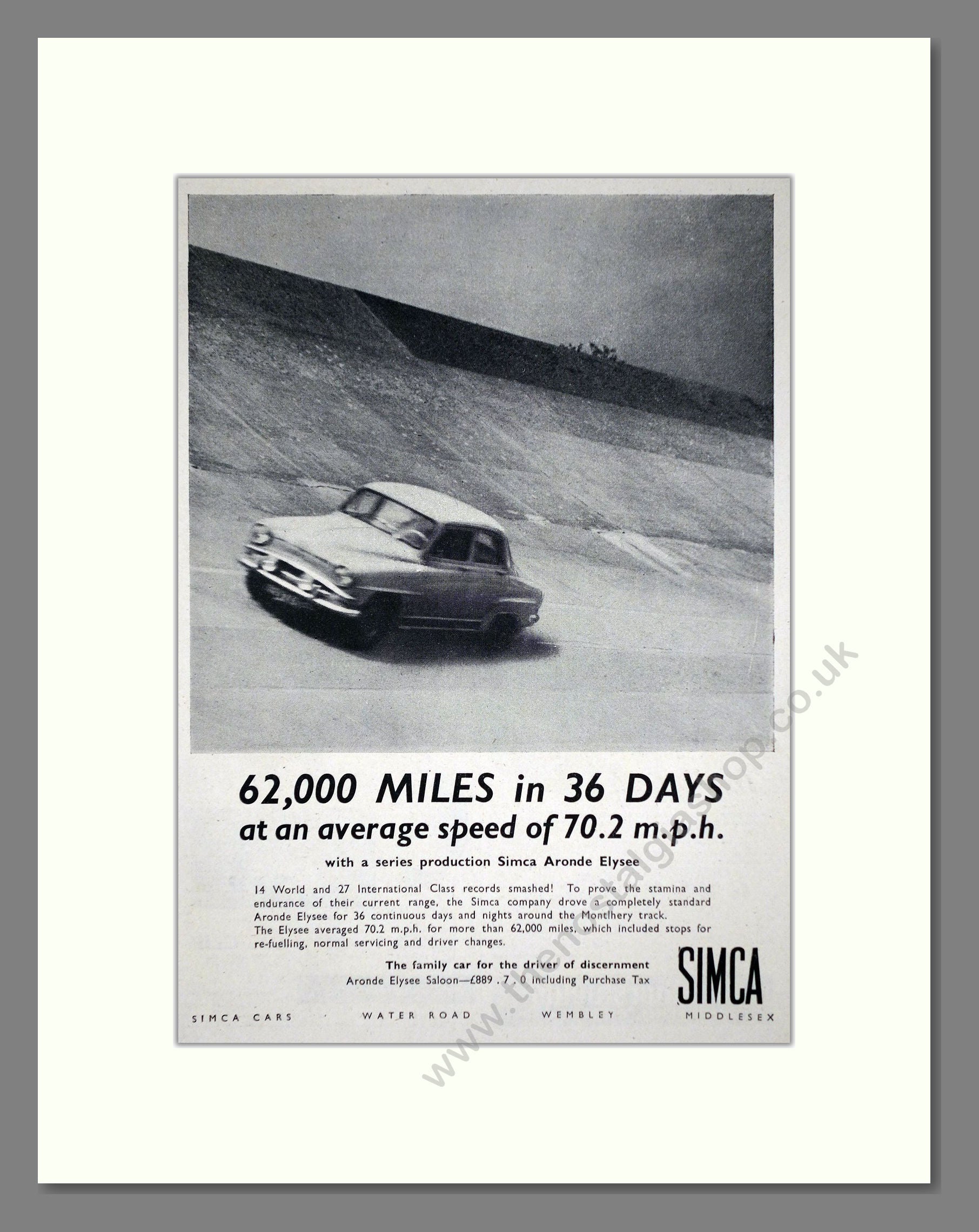 Simca - Aronde Elysee. Vintage Advert 1957 (ref AD64070)