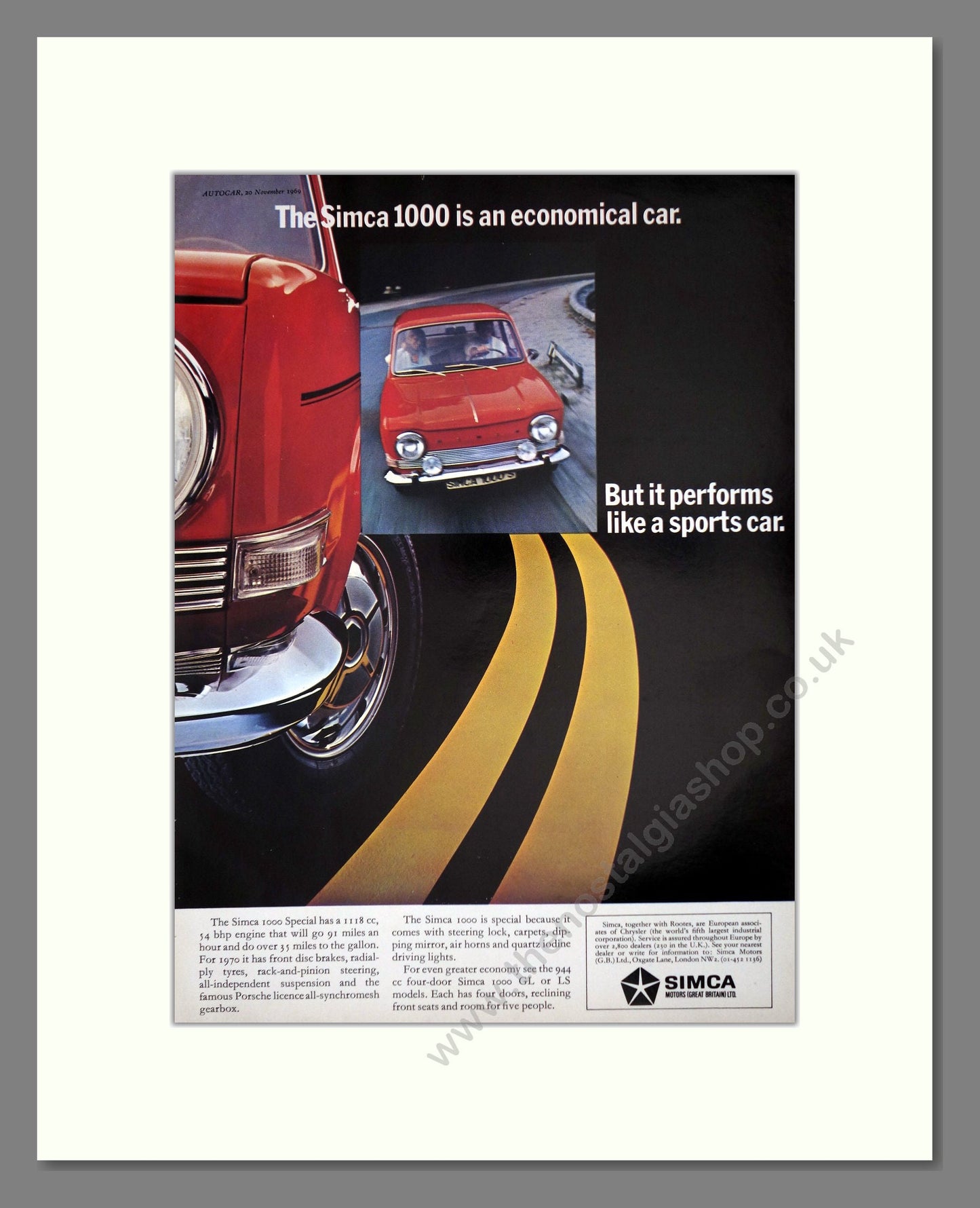Simca - 1000. Vintage Advert 1969 (ref AD64071)