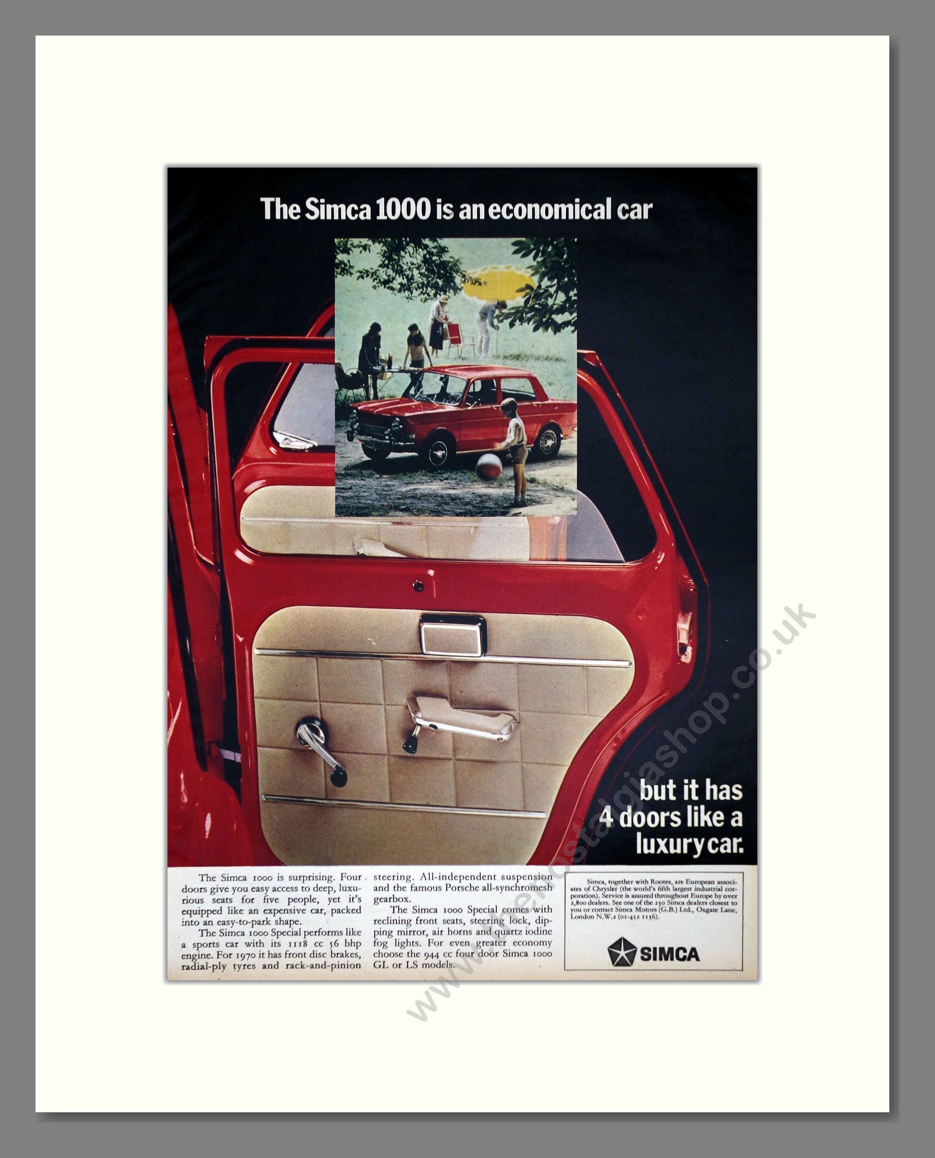 Simca - 1000. Vintage Advert 1970 (ref AD64072)