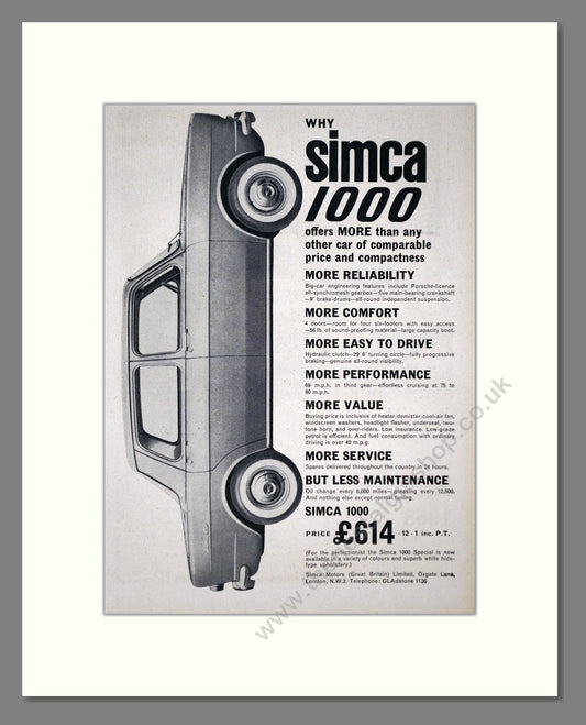 Simca - 1000. Vintage Advert 1963 (ref AD64073)