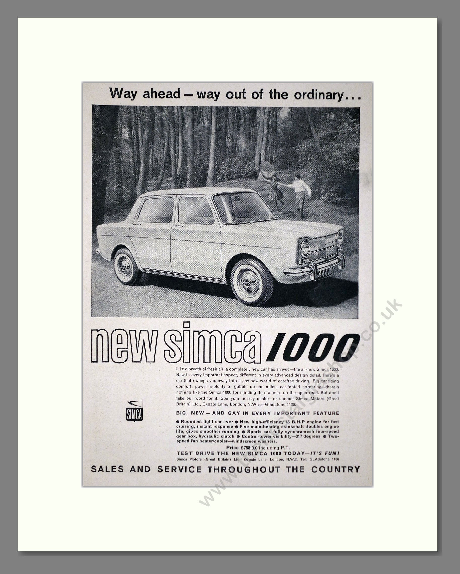 Simca - 1000. Vintage Advert 1962 (ref AD64074) – The Nostalgia Shop