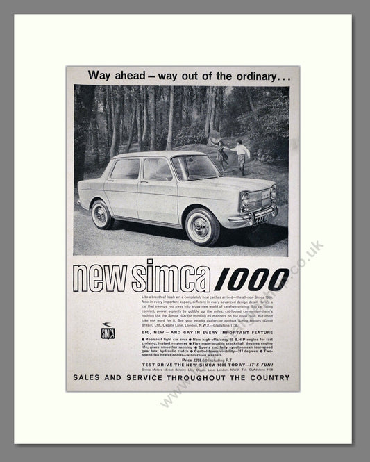 Simca - 1000. Vintage Advert 1962 (ref AD64074)