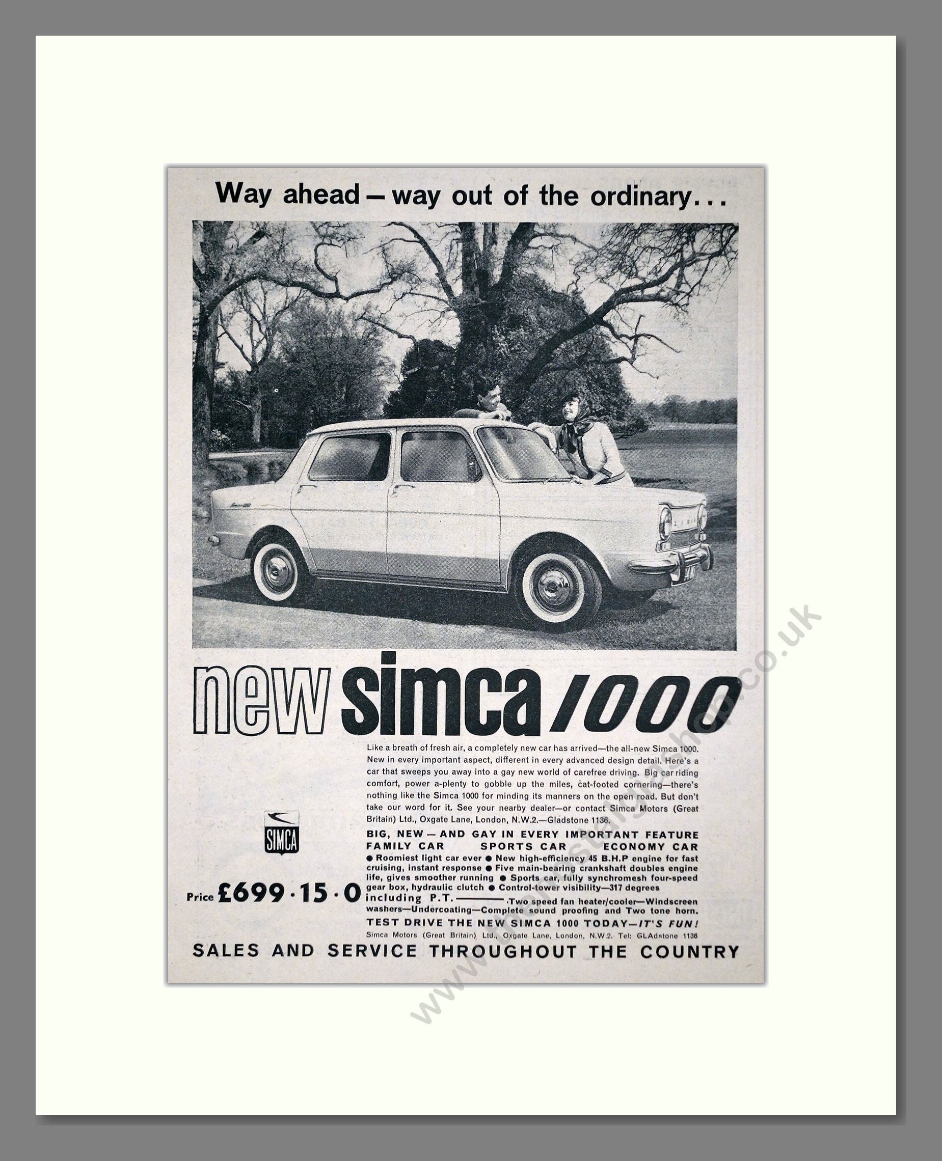 Simca - 1000. Vintage Advert 1962 (ref AD64075) – The Nostalgia Shop