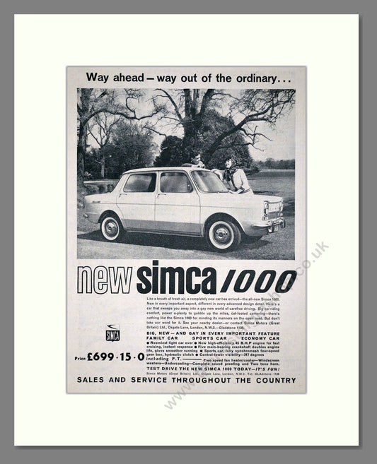Simca - 1000. Vintage Advert 1962 (ref AD64075)