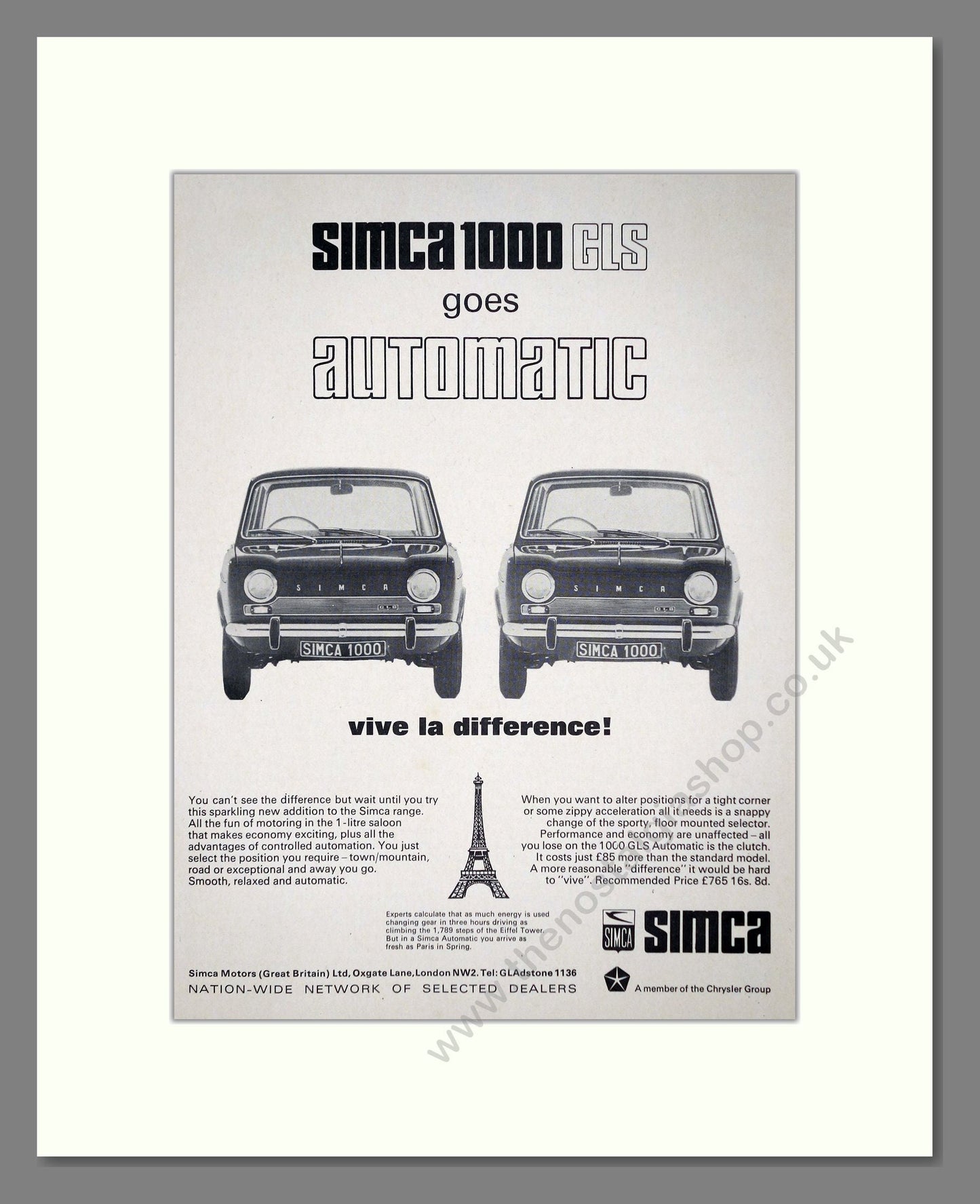 Simca - 1000 GLS. Vintage Advert 1965 (ref AD64078)