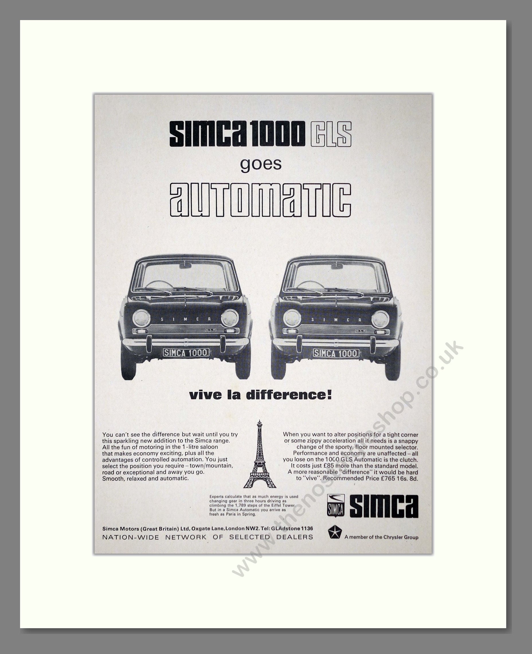 Simca - 1000 GLS. Vintage Advert 1965 (ref AD64078)