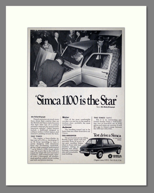 Simca - 1100. Vintage Advert 1967 (ref AD64079)