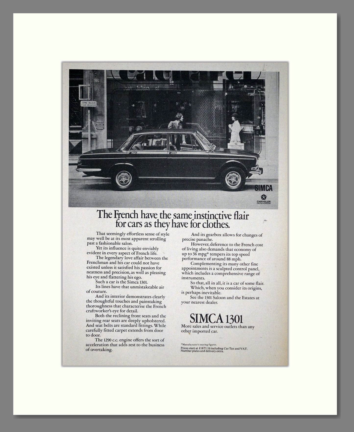 Simca - 1301. Vintage Advert 1975 (ref AD64081)