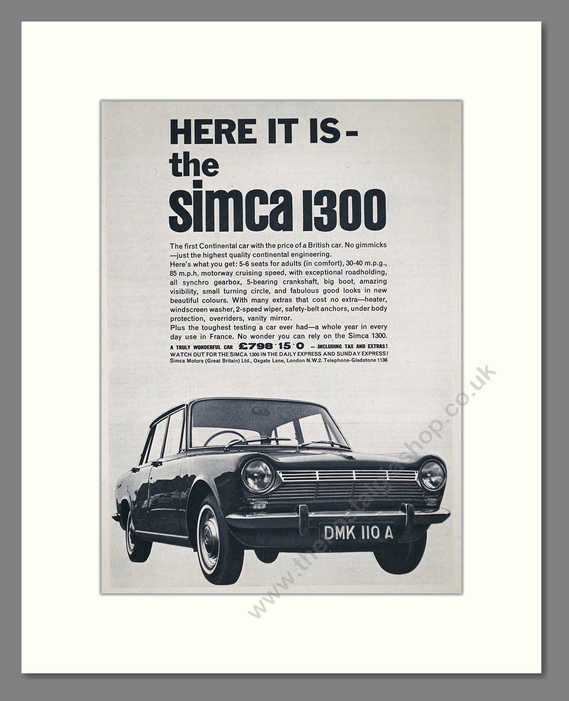 Simca - 1300. Vintage Advert 1964 (ref AD64082) – The Nostalgia Shop