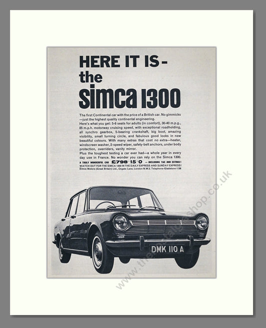 Simca - 1300. Vintage Advert 1964 (ref AD64082)
