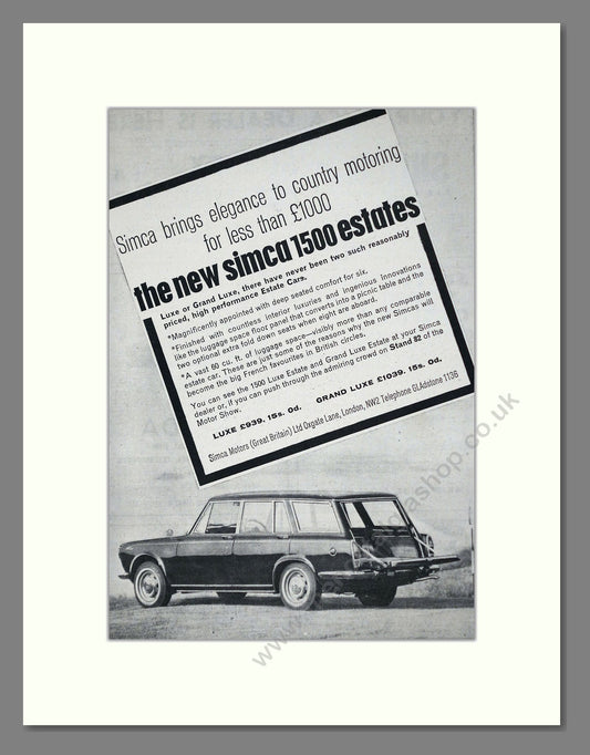 Simca - 1500 Estate. Vintage Advert 1964 (ref AD64087)