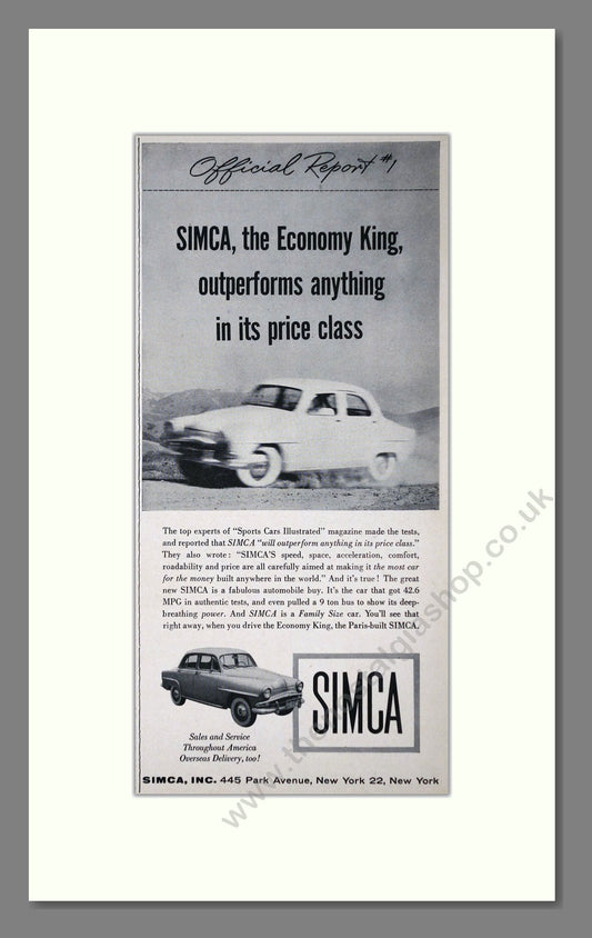Simca - Economy King. Vintage Advert 1958 (ref AD64089)