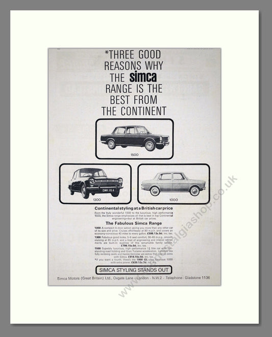 Simca - 1000 / 1300 / 1500. Vintage Advert 1964 (ref AD64095)